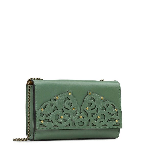 PATRICIA NASH FILAGREE GIADA LEATHER CROSSBODY SHOULDER SAGE GREEN TOOLED NWT - Picture 2 of 4